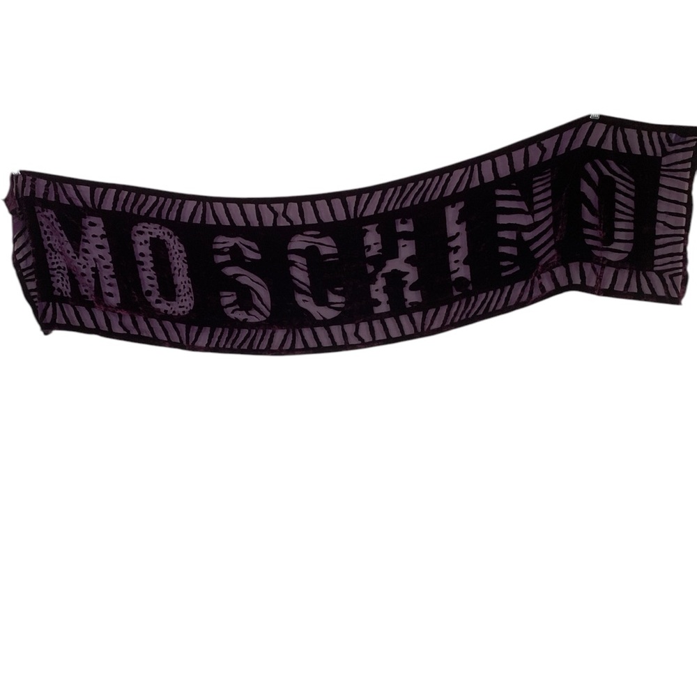 Moschino Larioseta como burgundy animal print burnout silk blend velvet scarf